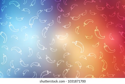Light Blue, Red vector texture with hot peppers. Blurred decorative design of peppers in doodle style. Doodle design for your business advert of cafes.
