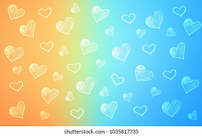 Light Blue, Red vector texture with lovely hearts. Decorative shining illustration with hearts on abstract template. Design for ad, poster, banner of Valentine Day.