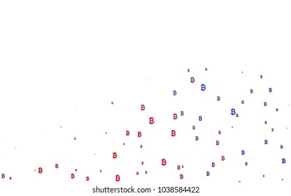 Light Blue, Red vector texture with colored Bitcoin signs. Shining illustration with signs of Bitcoins on abstract template. The pattern can be used for ad, booklets, leaflets of banks.