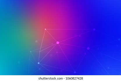 Light Blue, Red vector texture with disks, lines. Design with connection of dots and lines on colorful background. Pattern can be used for beautiful websites.