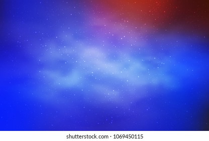 Light Blue, Red vector texture with milky way stars. Blurred decorative design in simple style with galaxy stars. Pattern for astrology websites.
