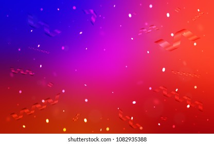 Light Blue, Red vector texture with birthday confetti. Glitter abstract illustration with colorful confetti, ribbons. The pattern can be used for carnival, festival leaflets.