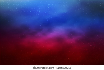 Light Blue, Red vector texture with milky way stars. Blurred decorative design in simple style with galaxy stars. Pattern for astrology websites.