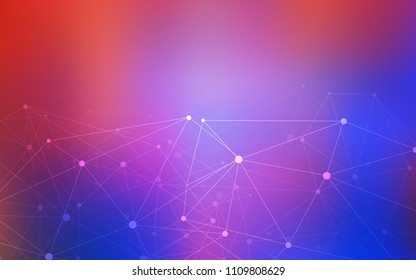 Light Blue, Red vector texture with disks, lines. Glitter abstract illustration with connection of triangle structure. Pattern can be used for beautiful websites.