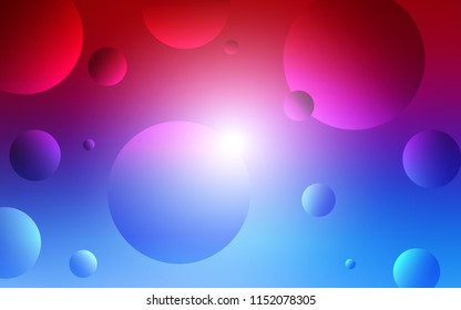 Light Blue, Red vector texture with disks. Blurred bubbles on abstract background with colorful gradient. Beautiful design for your business advert.