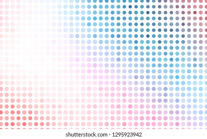 Light Blue, Red vector texture with disks. Glitter abstract illustration with blurred drops of rain. Template for your brand book.