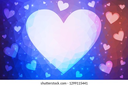 Light Blue, Red vector  texture with lovely hearts. Blurred decorative design in doodle style with hearts. Design for your business advert of anniversary.