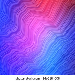 Light Blue, Red vector texture with wry lines. Abstract illustration with gradient bows. Template for your UI design.