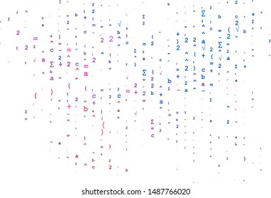 Light Blue, Red vector texture with mathematic symbols. Modern geometrical illustration with numerals. Pattern for ads, poster, banner of books.