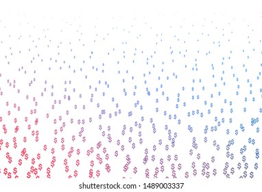 Light Blue, Red vector texture with financial symbols. Illustration with USD signs on white template. Template for ads of markets, loans.