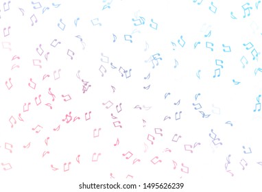 Light Blue, Red vector texture with musical notes. Isolated colorful music keys on abstract background. Pattern for websites of musitians.