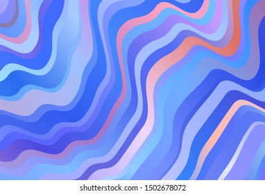 Light Blue, Red vector texture with bent lines. Colorful illustration in abstract style with gradient. Template for cell phone screens.