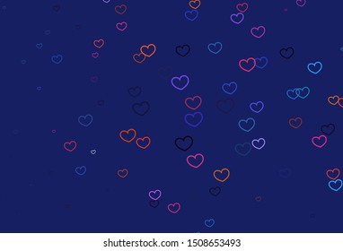 Light Blue, Red vector texture with lovely hearts. Decorative shining illustration with hearts on abstract template. Pattern for valentine's ad, booklets.