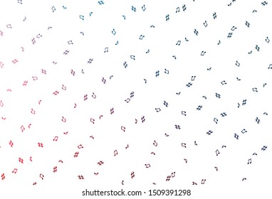 Light Blue, Red vector texture with musical notes. Modern abstract illustration with melody keys. Pattern for websites of musitians.