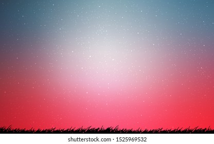 Light Blue, Red vector texture with milky way stars. Glitter abstract illustration with colorful cosmic stars. Best design for your ad, poster, banner.