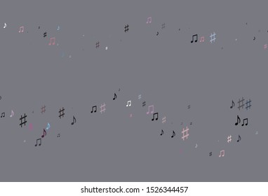 Light Blue, Red vector texture with musical notes. Shining illustration of colorful gradient music notes. Pattern for festival leaflets.
