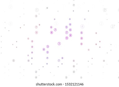 Light Blue, Red vector texture with mathematic symbols. Blurred design in simple style with collection of numerals. Template for landing page of typography.
