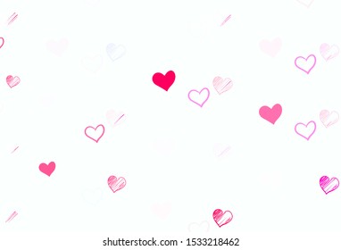 Light Blue, Red vector texture with lovely hearts. Blurred decorative design in doodle style with hearts. Design for ad, poster, banner of Valentine Day.