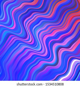 Light Blue, Red vector texture with wry lines. Illustration in abstract style with gradient curved.  Best design for your ad, poster, banner.