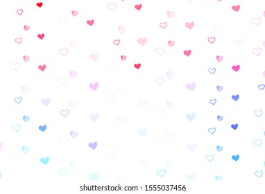 Light Blue, Red vector texture with lovely hearts. Illustration with hearts in love concept for valentine's day. Pattern for valentine's ad, booklets.