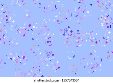 Light Blue, Red vector texture with mathematic symbols. Colored mathematic signs with gradient on white background. Pattern for school, grammar websites.