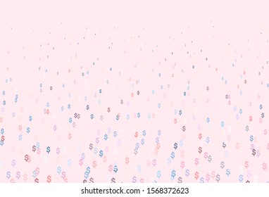 Light Blue, Red vector texture with financial symbols. Colored symbols of all currency on white background. The pattern can be used for financial, investment websites.