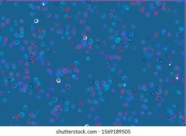 Light Blue, Red vector texture with disks. Glitter abstract illustration with blurred drops of rain. Design for posters, banners.