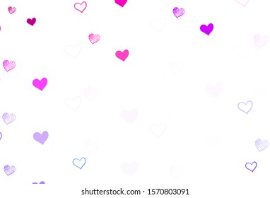 Light Blue, Red vector texture with lovely hearts. Decorative shining illustration with hearts on abstract template. Design for ad, poster, banner of Valentine Day.