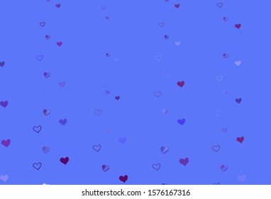Light Blue, Red vector texture with lovely hearts. Beautiful colored illustration with hearts in celebration style. Design for your business advert of anniversary.
