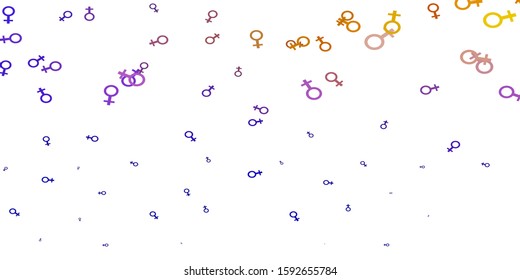 Light Blue, Red vector texture with women's rights symbols. Colorful feminism symbols with a gradient in modern style. New side for your design.