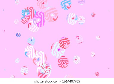 Light Blue, Red vector texture with disks. Blurred decorative design in abstract style with bubbles. Pattern for ads, leaflets.