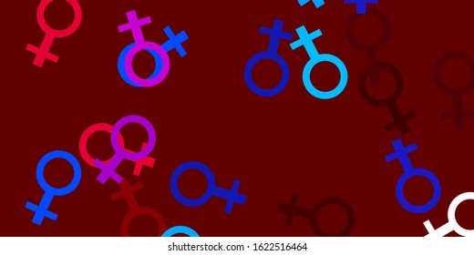Light Blue, Red vector texture with women's rights symbols. Abstract illustration with a depiction of women's power. Design for International Women’s Day.