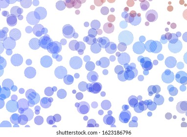 Light Blue, Red vector texture with disks. Modern abstract illustration with colorful water drops. Pattern for futuristic ad, booklets.