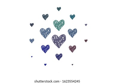 Light Blue, Red vector texture with lovely hearts. Beautiful celebration style hearts on abstract illustration. Pattern for carnival, festival romantic leaflets.