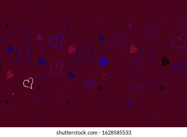 Light Blue, Red vector texture with lovely hearts. Smart illustration with gradient hearts in valentine style. Pattern for carnival, festival romantic leaflets.