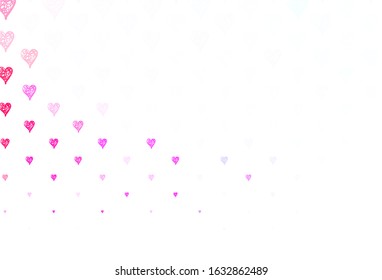 Light Blue, Red vector texture with lovely hearts. Beautiful abstract hearts on colorful gradient background. Template for Valentine's greeting postcards.
