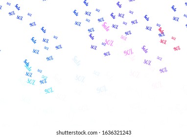 Light Blue, Red vector texture with selling prices 30, 50, 90 %. Illustration with signs of sales on abstract template. Backdrop for ads, leaflets of Black Friday.