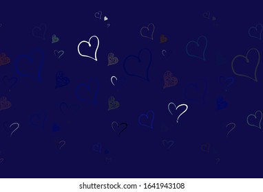 Light Blue, Red vector texture with lovely hearts. Beautiful celebration style hearts on abstract illustration. Template for Valentine's greeting postcards.