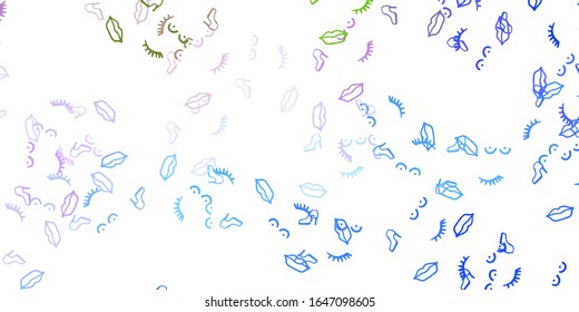 Light Blue, Red vector texture with women's rights symbols. Colorful feminism symbols with a gradient in modern style. Design for International Women’s Day.