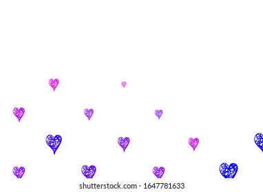 Light Blue, Red vector texture with lovely hearts. Illustration with shapes of gradient hearts on blur backdrop. Pattern for marriage gifts, congratulations.