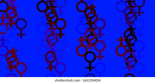 Light Blue, Red vector texture with women's rights symbols. Simple design in abstract style with women’s rights activism. Background for International Women’s Day.