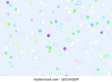 Light Blue, Red vector texture with small stars, suns. Glitter abstract illustration with colored stars, suns. Pattern for astronomy websites.