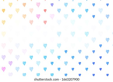 Light Blue, Red vector texture with lovely hearts. Beautiful abstract hearts on colorful gradient background. Pattern for marriage gifts, congratulations.