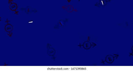 Light Blue, Red vector texture with women's rights symbols. Illustration with signs of women's strength and power. Background for International Women’s Day.
