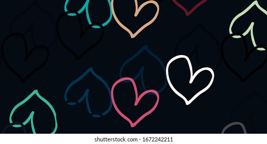 Light Blue, Red vector texture with lovely hearts. Decorative shining illustration with hearts on abstract template. Pattern for marriage gifts, congratulations.