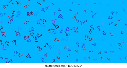 Light Blue, Red vector texture with women's rights symbols. Abstract illustration with a depiction of women's power. Best design to show the power of women.