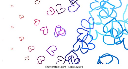 Light Blue, Red vector texture with lovely hearts. Illustration with hearts in love concept for valentine's day. Pattern for marriage gifts, congratulations.