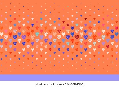 Light Blue, Red vector texture with lovely hearts. Beautiful abstract hearts on colorful gradient background. Template for Valentine's greeting postcards.