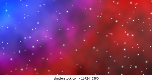 Light Blue, Red vector texture with beautiful stars. Decorative illustration with stars on abstract template. Pattern for new year ad, booklets.