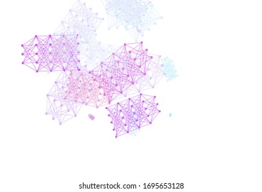 Light Blue, Red vector texture with artificial intelligence concept. Colored AI structure with gradient lines and dots. Template for ads of intellect, innovations.